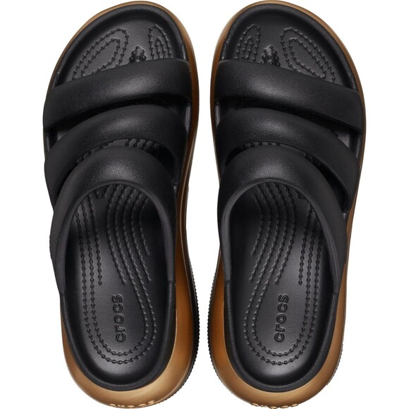 Crocs Mega Crush Metallic Black/Gold Triple Strap Sandal Unisex Women 8/Men 6 - Picture 3 of 6